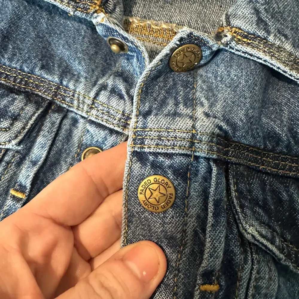 Vintage Faded Glory 100% Cotton Denim Gender Neutral Jean Jacket Sz 24 mo